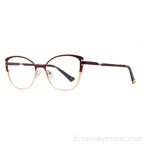 Luxury Bevel Metal Women Cat Eye Optical Frames